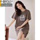 
Modal new style with chest pad nightgown for women for summer pure cotton short-sleeved mid-length pajamas for women loose casual pregnant women can wear outside LZ12529X M 160