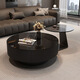 Hua Beisen coffee table black glass Italian minimalist slate living room home light luxury high-end simple round combination Baoge black glass surface + gray glass 80+50 cabinet shipped as a whole