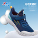 XTEP (XTEP) children's shoes for boys' mid-large children's net leather non-slip Velcro running shoes Night Blue/Qingshan Blue 37
