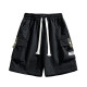 NASA [Summer thin loose] Functional tooling shorts for men straight casual sports five-point pants, black + apricot color, tooling style + logo style L (120-135Jin [Jin equals 0.5 kg])