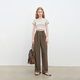 Self-exquisite small drooping micro-scisor casual pants for women 2025 new wide-leg pants high waist slimming straight-leg pants trousers vegetarian brown S (size: 3)