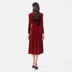 Kelaitier [multicolore] 2025 AUTOMNE NOUVEAU Tempérament de velours robe à manches longues pour les femmes rouge vif M