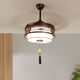 
New Chinese fan chandelier bedroom living room solid wood invisible home Chinese style retro fan frequency conversion restaurant chandelier 9898 three-color 48-inch DC frequency conversion silent pure copper