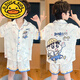 G.duckkids leche dragón dragón seda de seda fría pijama de verano mediano y niño grande delgada de manga corta