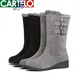 
CARTELO crocodile (CARTELO) plus velvet thickened snow boots for women in winter fur integrated boots flat sole non-slip mid-boots warm mother cotton shoes 719 black 36