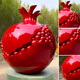 OTHER Large Fiberglass Stainless Steel Simulation Fruit and Vegetable National Unity Pomegranate Spirit Sculpture Ornaments Customized Manufacturer Hand Holding Pomegranate Height 2.2 Meters Drawings Customized Deposit
