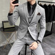 BUSYCONG轻奢品牌西服套装男士潮流韩版修身结婚礼服商务休闲西装三件套 9889#双扣黑色西装+马甲+西裤 S