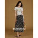 banana cici 2025 summer new American retro old casual versatile printed round neck short-sleeved T-shirt C252TX684 gray L