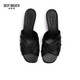DEEP BREATH Deep Breath Women's Shoes Sheepskin Soft Wrinkled Thick Heels Jingshe Comfortable High Heel Sandals AX14116 Black 35