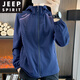 
JEEP SPIRIT soft shell jacket for women 2025 new spring and autumn thin breathable outdoor hiking waterproof mountaineering suit hooded jacket Classic blue (mesh lining 698 models) M