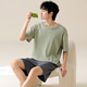 SEPTWOLVES 2025 new men's pajamas summer pure cotton thin short-sleeved casual plus-size home clothing set for men to wear 13603 L (100-120Jin [Jin equals 0.5 kg])