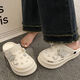Songmaidou cute butterfly hole shoes for women 2025 summer thick-soled internet celebrity s s-strike feels fashionable Baotou sandals women's shoes milky white 9905 crystal butterfly 35/37 size suitable - wear 36