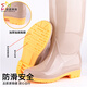Colorful rain boots for women, low-coil beef tendon waterproof and non-slip kitchen work rubber shoes, khaki size 41