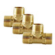 Masifo copper external wire tee joint external tooth tee pipe copper joint 4 points external wire tee (2 pieces)