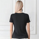 Wanxiang Seidengewinde 38 mmi doppelseitig gestrickte Seide V-Ausschnitt Taillenschließend, damit es schlank und weiche vierseitige elastische Kurzärmel-Maulbeer-Seiden-T-Shirt B683 Obsidian Black m