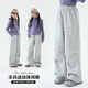 
Yoyo one (Yoyo one) girls sports suit children 2025 new autumn dress fashionable street hooded sweatshirt fashionable wide-leg pants girls 15267 gray + 10153 purple 160 160cm