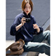 DME (DME) Walks tenue Autumn City Roaming Stand Colder Sweet Spillet Rubber Texture Texture Contrôle de style sweat-shirt pour femmes Navy Blue S