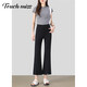 Tachimis Touch Miss Temperament Pendlerhose Frauen 2025 Sommer dünne hohe Taille Schlanke schwarze Anzughosen Neun-Punkte-Flare Hosen Black 26