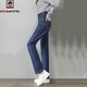 Jeans rectos pequeños sueltos en negro y gris de aemape para mujeres, delgadas 2025 Spring y otoño NUEVO ELÁSTICO STRING STRING THENDS Tendencias 6626 Biros rectos negros y grises 34 Tamaño dos pies siete (160-170Jin [Jin equivale a 0.5 kg])