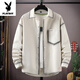 Playboy American High Street Denim Jacke für Jungen 2025 Frühlings- und Herbstwaschen vielseitiger Kontrastverkehrs -Casual -Jacke. 16823 Normaler 3xL im White-Stil ca. 150-170jin [Jin gleich 0,5 kg] kann getragen werden