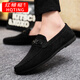 
HQTING Red Dragonfly's black 2025 leather comfortable men's one-foot Doudou Loafers leather shoes business flat sole single D881BU brown 40