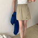 
2025 spring and summer new product Alo elastic waist wide-leg quick-drying fake two-piece women's shorts skirt and hip skirt Navy blue L (100-125Jin[Jin equals 0.5 kg])