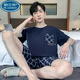 Palanto Plus Fat Plus taille pyjamas masculin Summer Summer Short Shorts à manches courtes pour les vêtements de maison d'âge moyen et les jeunes peut être respirant à l'extérieur de 9928 # l [recommandé 100-120jin [Jin est égal à 0,5 kg]] toute taille