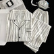 UKUHPK Pyjama Herren Frühlings- und Herbst-Cloud-Baumwoll-Langarmdünnstil 2025 Jugend Einfacher großer Sommerset 12401 [Modell Cloud Cotton] L [100-130jin [Jin entspricht 0,5 kg]]