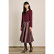 OBBLIGATO Autumn and Winter Round Neck H-shaped Sheep Wool Mixed Cashmere Suit Top Top Burgundy L