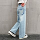 
Wooden wooden house girls jeans spring and autumn children's loose wide-leg pants medium-sized children's casual trousers spring fashionable and fashionable children's clothing