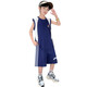Niños Summer Seda Seda de color secado rápido Uniforme de baloncesto sin mangas 2025 Nuevo chaleco delgado de los niños pantalones cortos de chalecos delgados de los niños Traje gris (Top + pantalones sin mangas) 160 (recomendado dentro de 150)