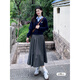 Inman casual pleated skirt 2025 autumn women's new high-waisted slim A-line mid-length skirt mushroom gray M