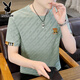 Playboy (Playboy) Sommer New Ice Seide Kurzärärmelte Männer lässiger runder Hals Lose Sommer T-Shirt Schnell trocknen hohl Trend Sommereis und atmungsaktiv-u869 Green M Empfohlen 80-100jin [Jin gleich 0,5 kg] tragen]