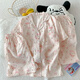 UKUHPK Summer Pyjamas Frauen Wolken Baumwolle 120g Lapel Cardigan Kurzarm Shorts Hosen dreiköpfige Set niedliche Heimkleidung 9901# Pink Border Mike M.