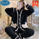 
Palando Coral Velvet Pajamas for Women in Autumn and Winter 2025 New Flannel Spring and Autumn Thickened Velvet Winter Home Clothing Set 9901# Black [Thickened] High Quality M [70-95Jin[Jin equals 0.5 kg]]