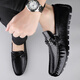 Light luxury brand beanie shoes for men in summer new men's genuine leather business British style casual leather shoes daddy driving shoes 9921 black 37