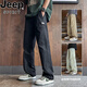 JEEP SPIRIT black American straight-leg pure cotton thin casual trousers spring and summer new versatile loose wide-leg work pants men Tennis light blue 1048 suitable for multiple scenes M (90-105Jin[Jin equals 0.5 kg]) Recommended reference size chart