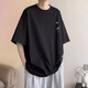 POUM American T-shirt Men's Summer Trendy Rose Print Short Sleeve Loose and Versatile Niche Five-point Half-sleeved T-shirt ins A+FS-H1396 White S