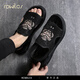 Rowilcs Marque brodée Sandales masculines 2025 Été Nouveau Sandals romains à la tendance pour hommes en améliorant la mode Sports Sports Chaussures Chaussures Black 38