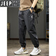 JEEP SPIRIT吉普工装裤男士休闲裤夏季男裤潮牌速干运动长裤子哈伦冲锋束脚裤 卡其色 薄款 L 体重130-150斤