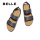 Belle confortable Sandales décontractées pour hommes 2025 Été Nouveau Velcro Birkenstock Chaussures de plage B3733BL5 Dark Blue 42 (260 mm)