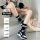 Autumn and winter ins trendy women's socks mid-calf versatile women's classic striped college style socks Japanese and Korean cool sports style 3 pairs of random colors one size fits all