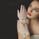 Brauthandschuhe Perle Weißer Hochzeit Satin Internet Promi Foto Pine Hochzeitsfotografie Kurzer Spitzenbogen einfach Perlenhandschuhe [1 Paar]
