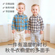 Berega (Babyprints) boys' shirt long-sleeved baby boy autumn shirt little boy cotton top versatile plaid soft navy 90