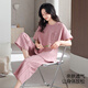 
LAMIU pajamas women's 2025 new summer modal cotton summer women's short-sleeved cropped pants charming home clothing DM13803 m apricot color L