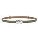 Adjustable women's thin belt, fashionable spherical double-buckle belt, versatile cowhide belt, women's decoration, dress strap 15939-Cai Green 95cm 50-