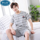 Palando Herren-Pyjamas Sommer-Baumwoll-Shorts-Shorts Jugend und Freizeit im mittleren Alter Plus-Size-Sommer-Home-Anzug 9928 [H-Serie Herren Short Sleeve Shorts Set] l [vorgeschlagen 100-130jin [Jin gleich 0,5 kg]]