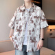 Bailedi summer boys thin short-sleeved shirt high school junior high school students teenagers big children ice silk half-sleeved shirt printed jacket 2504 blue (single shirt) high quality 160 M 80-100Jin Jin is equal to about 0.5 kg