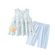 
Snoopy Girls Summer Set 2025 New Children's Fashionable Casual Children's Clothing Girls Summer Sweet Floral Two-Piece Set Blue Place Order to Get Baby 90 Recommended Height 80-90cm