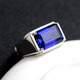 Only double men's ring sterling silver inlaid with tanzanite sapphire trendy men's rectangular colored treasure personality domineering men's ring opening adjustable adjustable ring ring